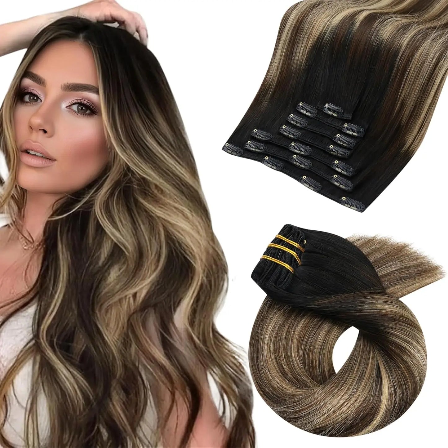 [Hot Sale] Moresoo Clip in Hair Extensions Real Natural Hair Remy Straight Set 5&7 Pcs Brazilian Clip in Human Hair Extensions