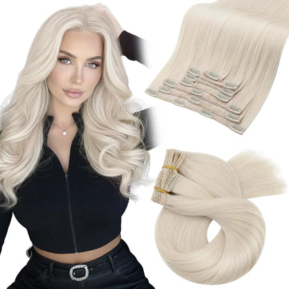 [Hot Sale] Moresoo Clip in Hair Extensions Real Natural Hair Remy Straight Set 5&7 Pcs Brazilian Clip in Human Hair Extensions