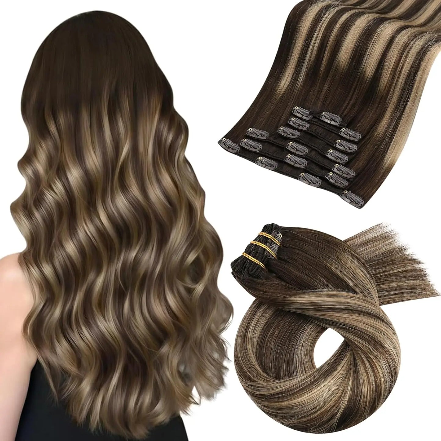 [Hot Sale] Moresoo Clip in Hair Extensions Real Natural Hair Remy Straight Set 5&7 Pcs Brazilian Clip in Human Hair Extensions