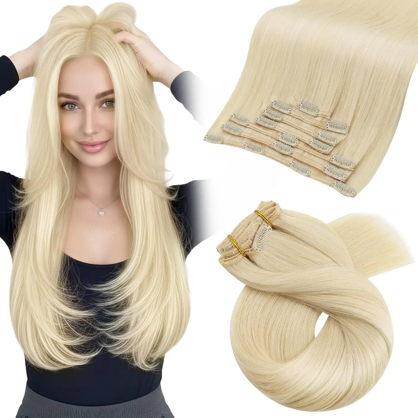 [Hot Sale] Moresoo Clip in Hair Extensions Real Natural Hair Remy Straight Set 5&7 Pcs Brazilian Clip in Human Hair Extensions
