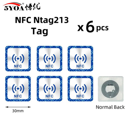 6 Stück NFC Ntag213 Ntag215 Ntag216 TAG Aufkleber 213 13,56MHz Universelles Etikett RFID Token Patrol Ultralight für Amiibo Etc