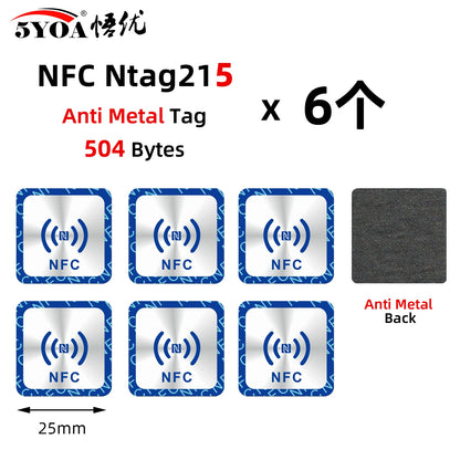 6 Stück NFC Ntag213 Ntag215 Ntag216 TAG Aufkleber 213 13,56MHz Universelles Etikett RFID Token Patrol Ultralight für Amiibo Etc