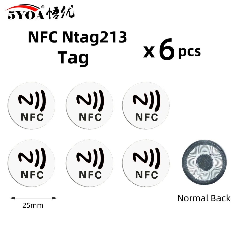 6 Stück NFC Ntag213 Ntag215 Ntag216 TAG Aufkleber 213 13,56MHz Universelles Etikett RFID Token Patrol Ultralight für Amiibo Etc