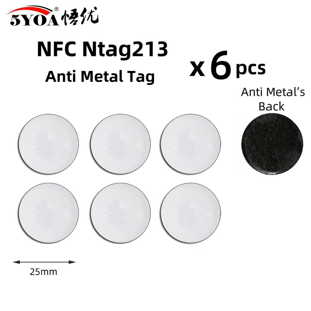 6 Stück NFC Ntag213 Ntag215 Ntag216 TAG Aufkleber 213 13,56MHz Universelles Etikett RFID Token Patrol Ultralight für Amiibo Etc