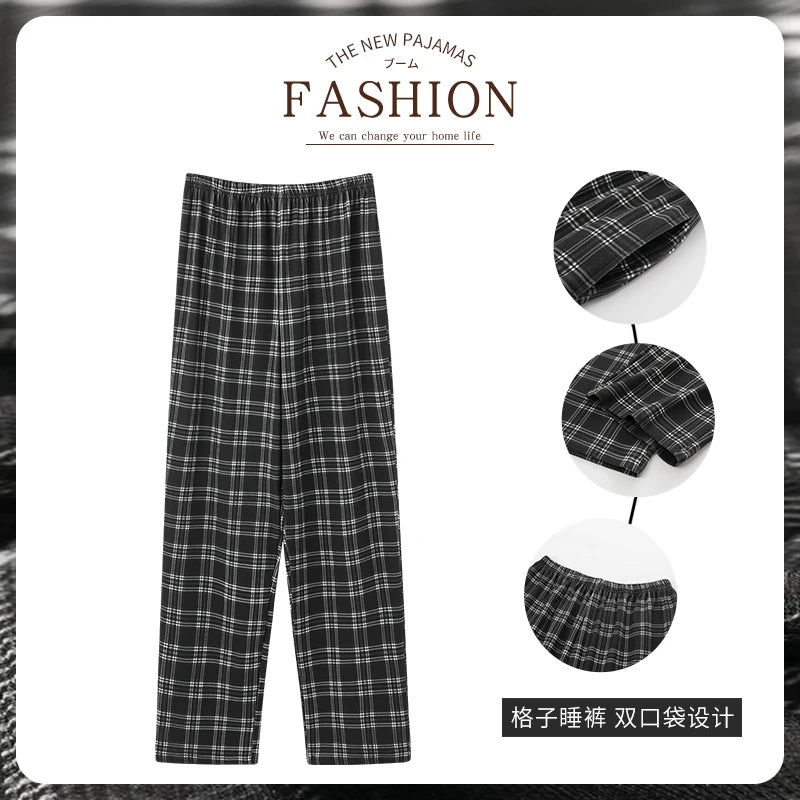 New Style Hot Sale Cotton Plaid Pajama Pants For Adluts Home Furnishing Cotton Trousers Cotton Pajama Men Sleep Bottom Home Wear