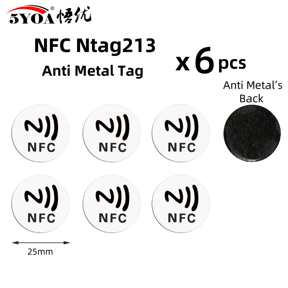 6 Stück NFC Ntag213 Ntag215 Ntag216 TAG Aufkleber 213 13,56MHz Universelles Etikett RFID Token Patrol Ultralight für Amiibo Etc