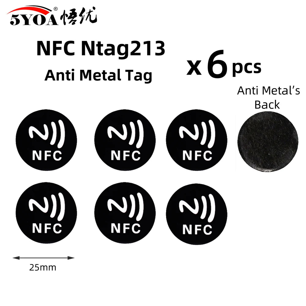 6 Stück NFC Ntag213 Ntag215 Ntag216 TAG Aufkleber 213 13,56MHz Universelles Etikett RFID Token Patrol Ultralight für Amiibo Etc
