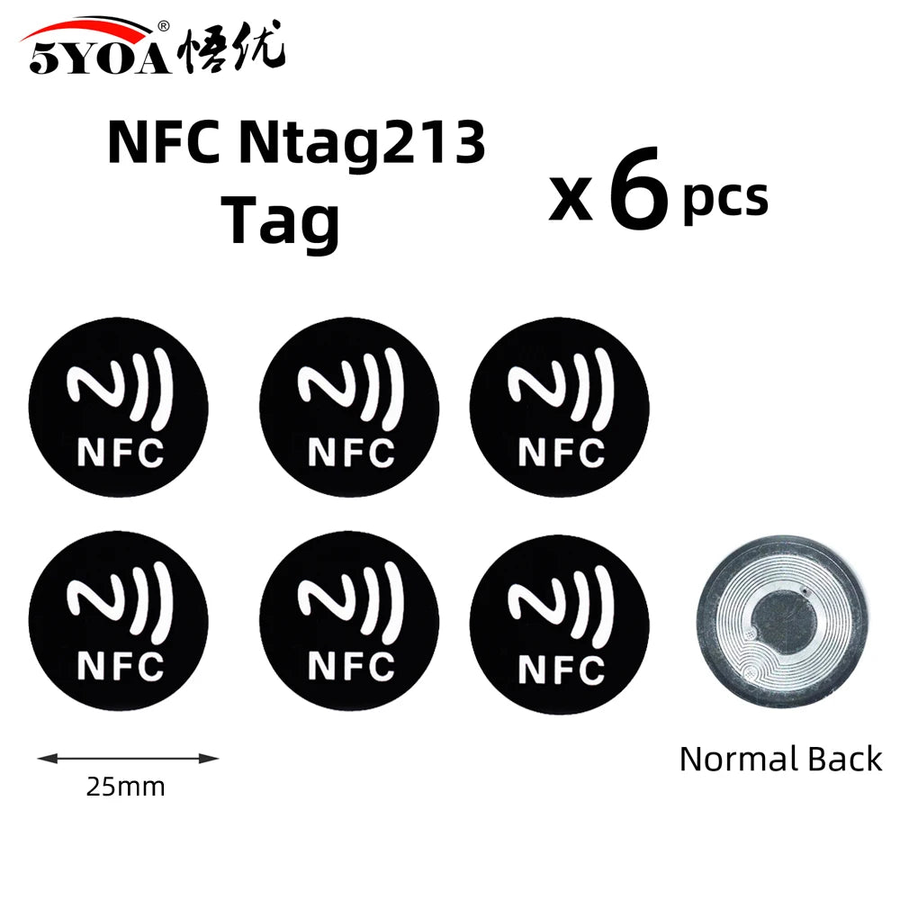 6 Stück NFC Ntag213 Ntag215 Ntag216 TAG Aufkleber 213 13,56MHz Universelles Etikett RFID Token Patrol Ultralight für Amiibo Etc