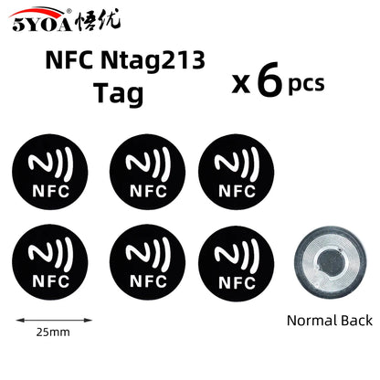 6 Stück NFC Ntag213 Ntag215 Ntag216 TAG Aufkleber 213 13,56MHz Universelles Etikett RFID Token Patrol Ultralight für Amiibo Etc