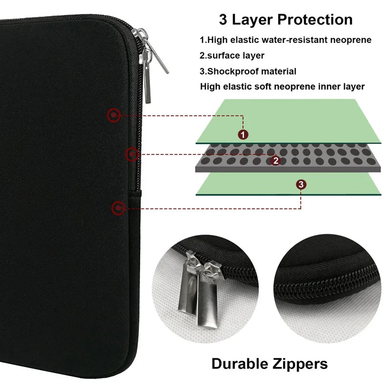 Weiche Laptoptasche für Xiaomi HP Dell Lenovo Notebook Computer für Macbook Air Pro Retina 11 12 13 14 15 15.6 Hülle Etui