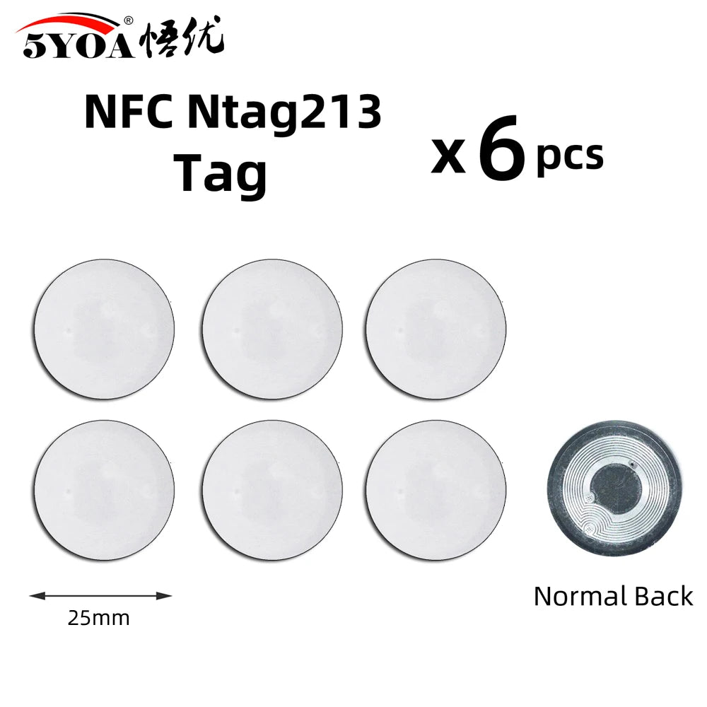 6 Stück NFC Ntag213 Ntag215 Ntag216 TAG Aufkleber 213 13,56MHz Universelles Etikett RFID Token Patrol Ultralight für Amiibo Etc