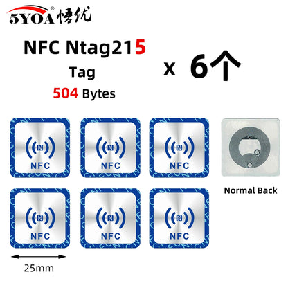 6 Stück NFC Ntag213 Ntag215 Ntag216 TAG Aufkleber 213 13,56MHz Universelles Etikett RFID Token Patrol Ultralight für Amiibo Etc