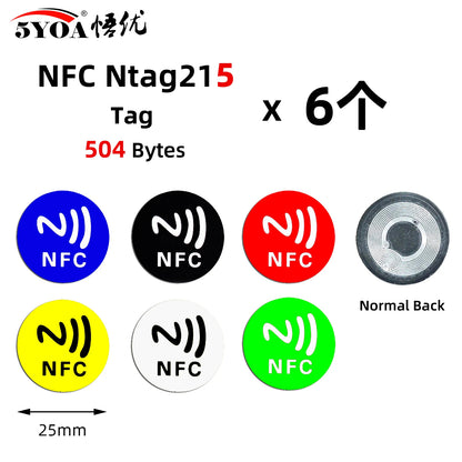6 Stück NFC Ntag213 Ntag215 Ntag216 TAG Aufkleber 213 13,56MHz Universelles Etikett RFID Token Patrol Ultralight für Amiibo Etc