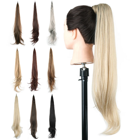Soowee Langer gestufter Pferdeschwanz Synthetische Haarverlängerung Blonder Pferdeschwanz Flexible Pferdeschwänze Haarteile