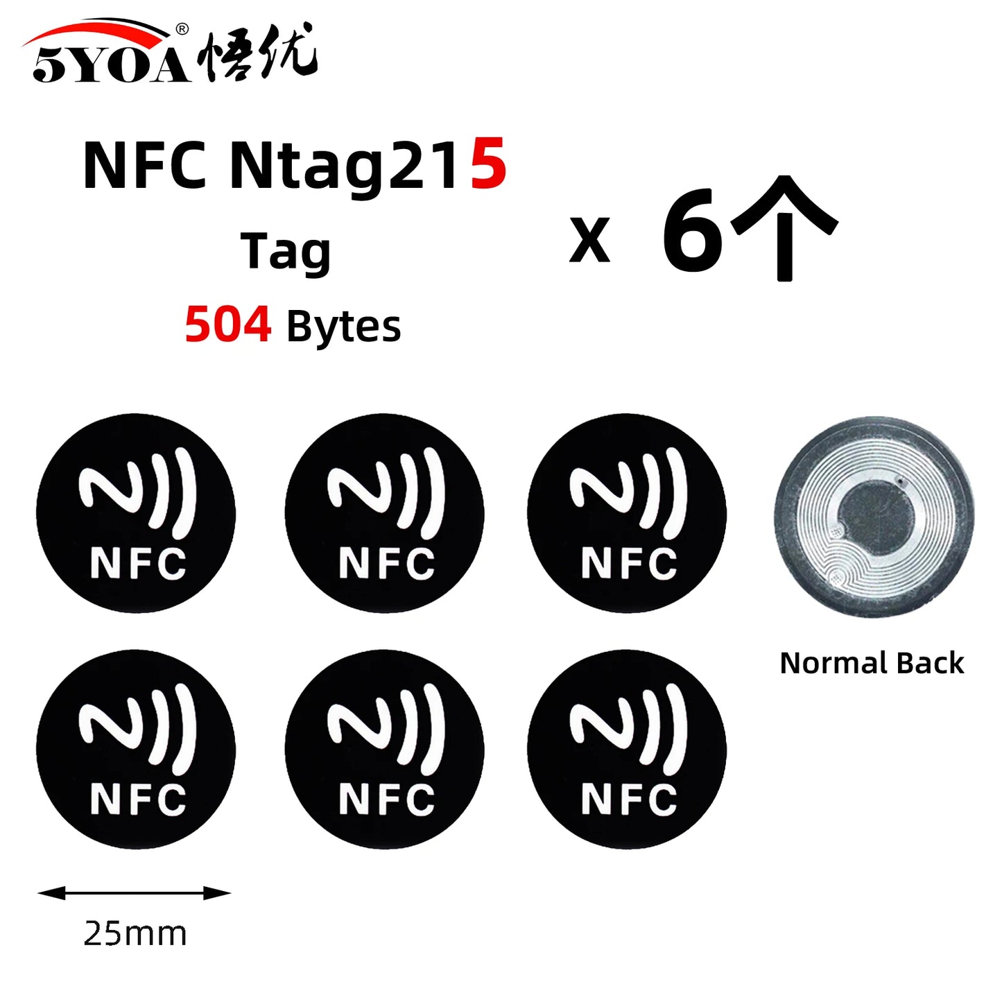 6 Stück NFC Ntag213 Ntag215 Ntag216 TAG Aufkleber 213 13,56MHz Universelles Etikett RFID Token Patrol Ultralight für Amiibo Etc