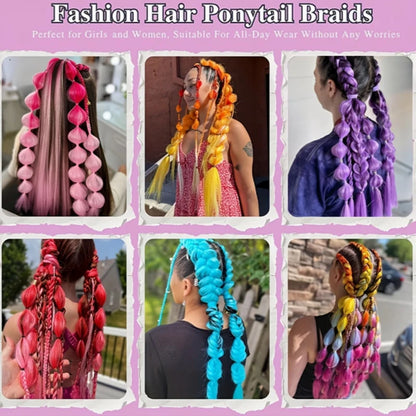Synthetic 26Inch Long Straight Ponytail Elastic Hair Colorful Braiding Ponytail Hair Extensions Hair Accessories for Women