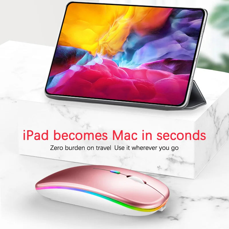 Wiederaufladbare kabellose Bluetooth-Maus mit 2,4-GHz-USB-RGB, 1600-DPI-Maus für Computer, Laptop, Tablet-PC, Macbook, Gaming-Maus, Gamer