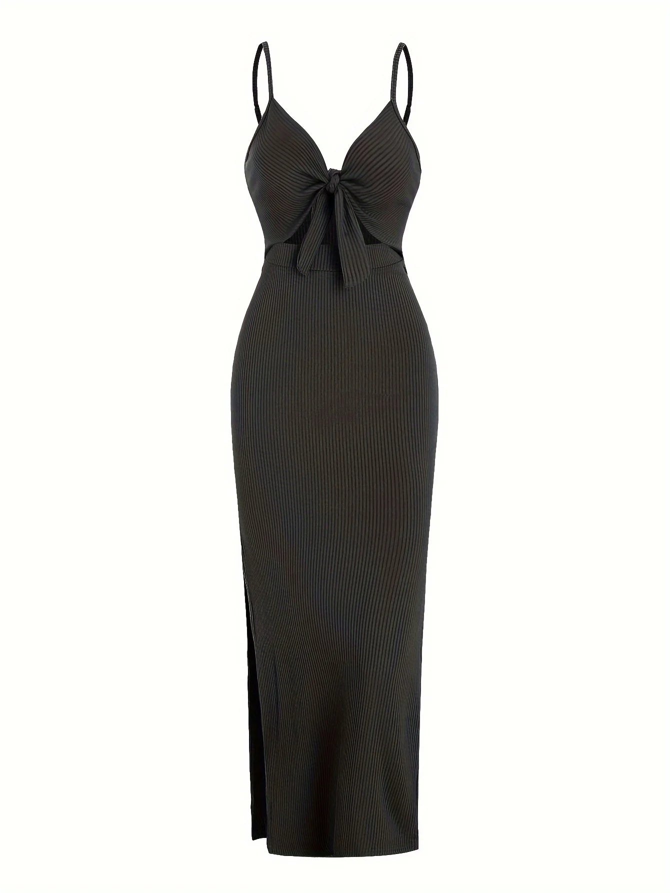 Frühling und Sommer Europa und Amerika Strickkleid einfach ärmellos Hosenträgerkleid mit freiem Rücken und sexy langem Rock mit Nacken.