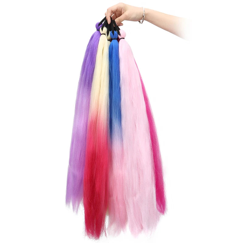 Synthetic 26Inch Long Straight Ponytail Elastic Hair Colorful Braiding Ponytail Hair Extensions Hair Accessories for Women