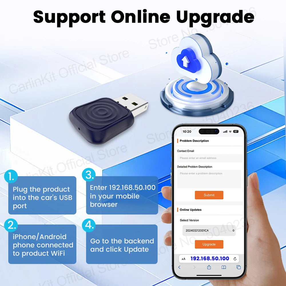 CarlinKit 5.0 Mini Ultra Wireless Adapter Kabelloses CarPlay Android Auto Für OEM-Fahrzeuge Plug and Play WiFi Bluetooth Auto-Verbindung