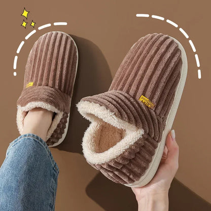 New Fur Slippers For Women Men Winter Furry Fashion Warm Ankles Plush Cozy Slides For Home Indoor Soft Sole Cotton Shoes