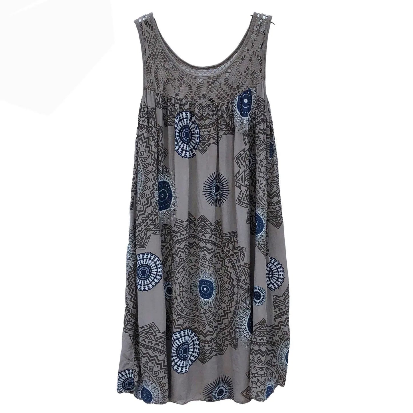 Damenbekleidung Sommer ärmelloses Camisole-Kleid Spitzenprint ärmelloses großes Schaukelkleid lockeres sexy Kleid langer Rock Übergröße