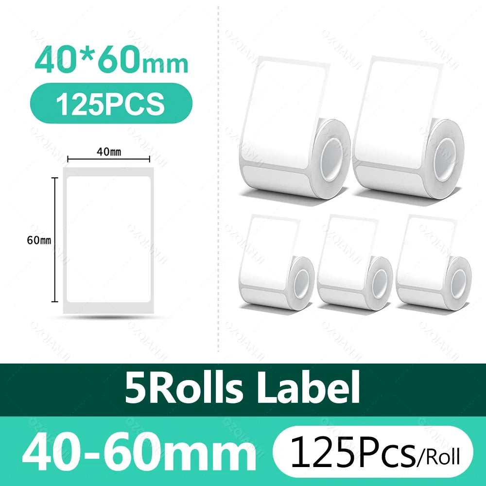 3/5/10 NiiMBOT White Label Papier wasserdichte selbstklebende Rollen für B1 B21 Mini Etikettendrucker Preisschild Büromarker UV-Druck