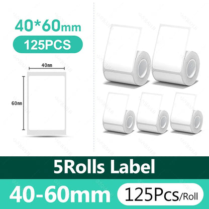 3/5/10 NiiMBOT White Label Papier wasserdichte selbstklebende Rollen für B1 B21 Mini Etikettendrucker Preisschild Büromarker UV-Druck