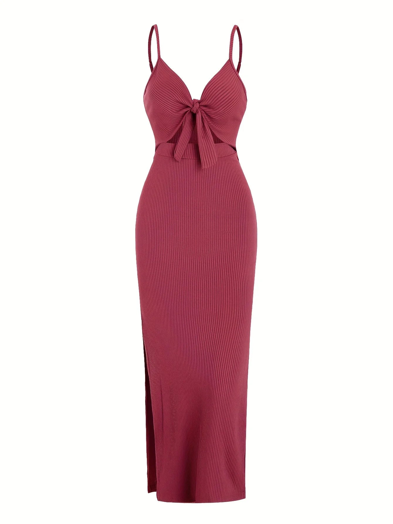 Frühling und Sommer Europa und Amerika Strickkleid einfach ärmellos Hosenträgerkleid mit freiem Rücken und sexy langem Rock mit Nacken.