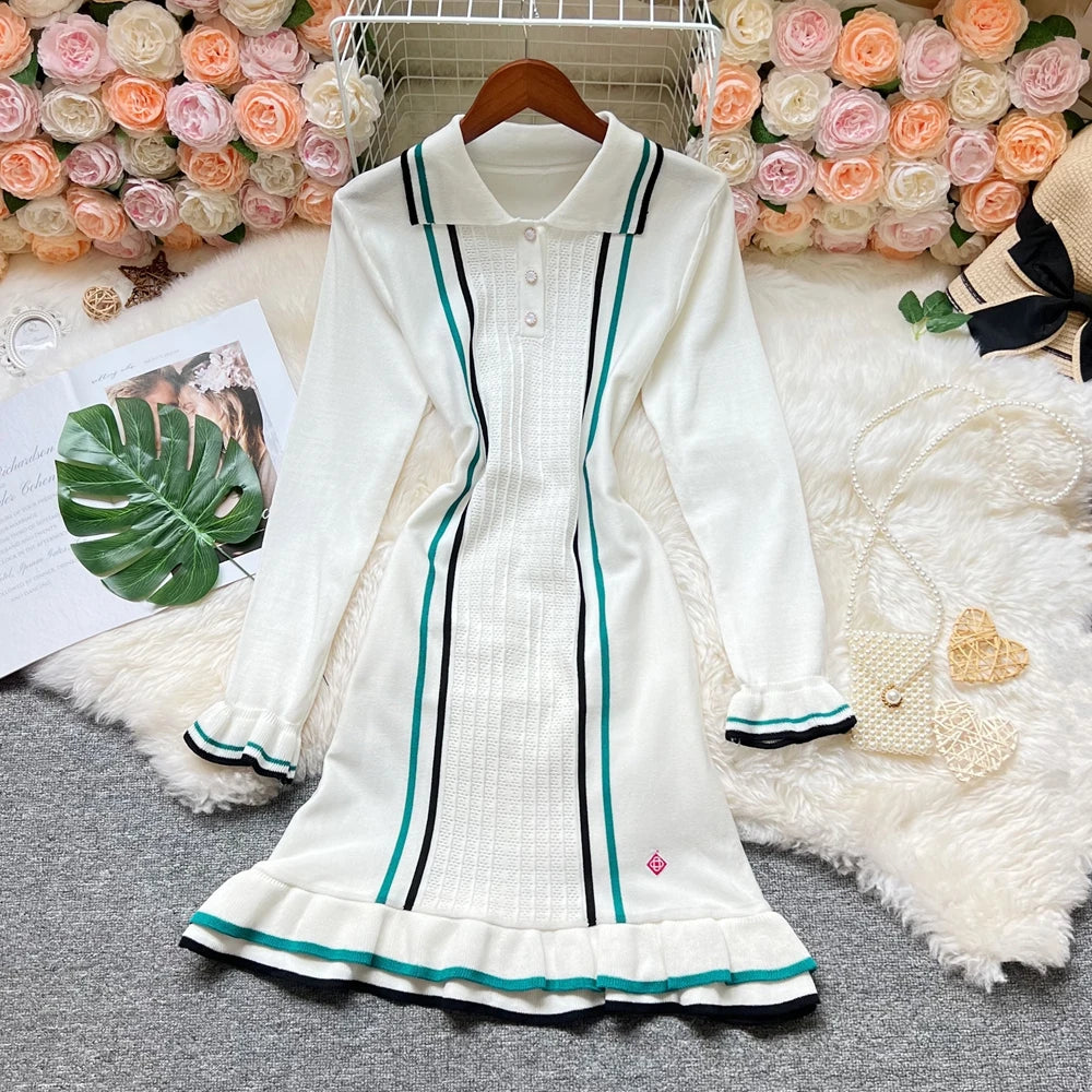 YuooMuoo Brand Fashion Women Knitted Mini Dress Ins Hot Sexy Package Hips Ruffled Party Dress Streetwear Lady Outfits Vestidos