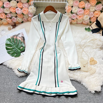 YuooMuoo Brand Fashion Women Knitted Mini Dress Ins Hot Sexy Package Hips Ruffled Party Dress Streetwear Lady Outfits Vestidos