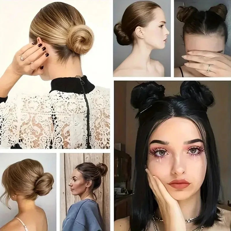 Synthetic Messy Bun Hair Piece Chignon Extension Mini Rubber Band Hair Bun Scrunchies Donut Hair Accessory Easy to Wear