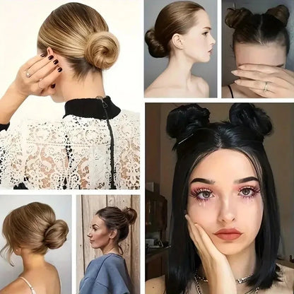 Synthetic Messy Bun Hair Piece Chignon Extension Mini Rubber Band Hair Bun Scrunchies Donut Hair Accessory Easy to Wear