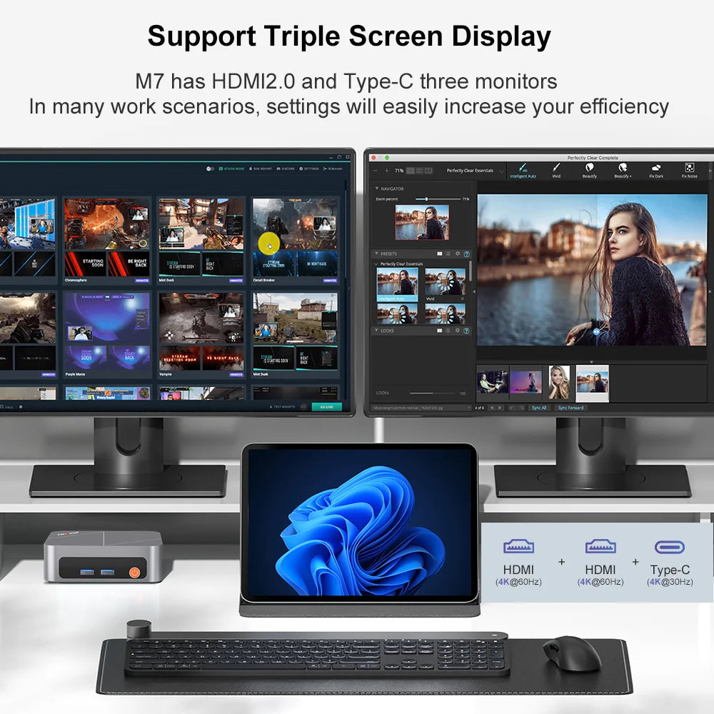 Ninkear M7 Mini PC AMD Ryzen™ 5 5625U Windows 11 PRO 16GB DDR4 RAM 512GB SSD WIFI 6.0 Fan Cooling Mini Computers