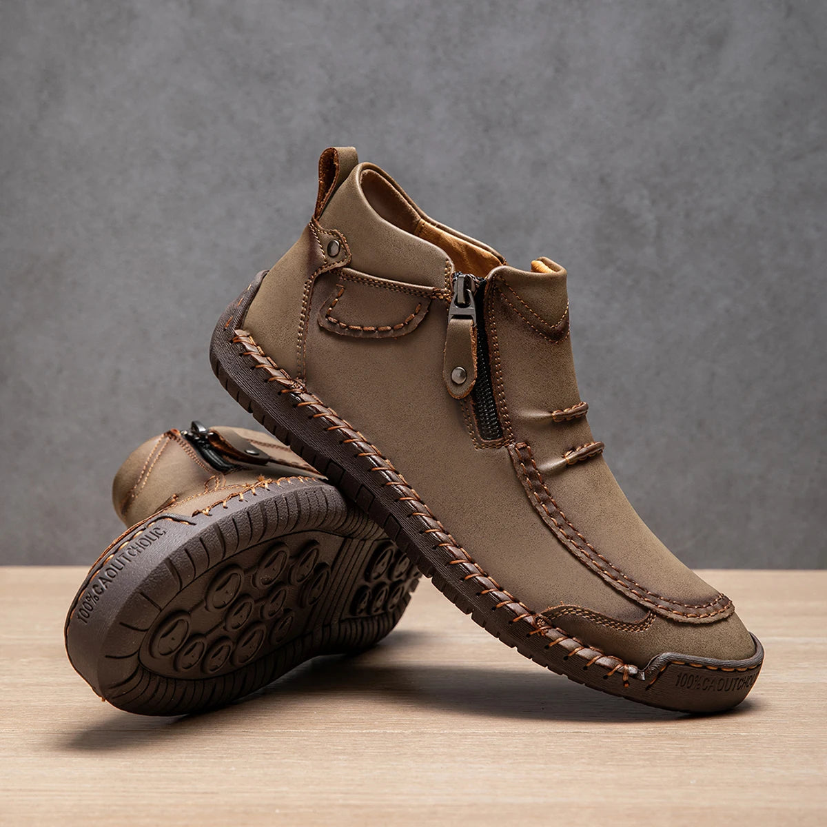 Neue Herbst Handgefertigte Leder Herrenstiefel Outdoor Design Sneaker Herren Atmungsaktive Freizeitschuhe Leder Herren Knöchelstiefel Herbst Übergröße