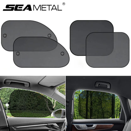 SEAMETAL Car Sun Shade Side Window Curtain Front Rear Window Sunshade Summer UV Blocking Suction Cup Car Sun Protection Curtains