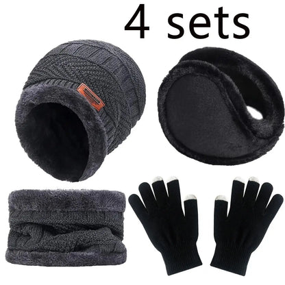 Winter hat for men women Beanie Hats Scarf glove Earmuff Set Thick Warm Slouchy Beanies Hat for boy girl cap