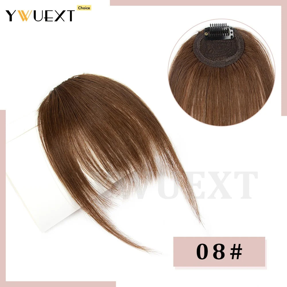 Clip In Human Hair Bangs Straight Hair Piece Machine Remy French Bangs for Women Easy to Wear and Remove Hairpiece Thin Hair