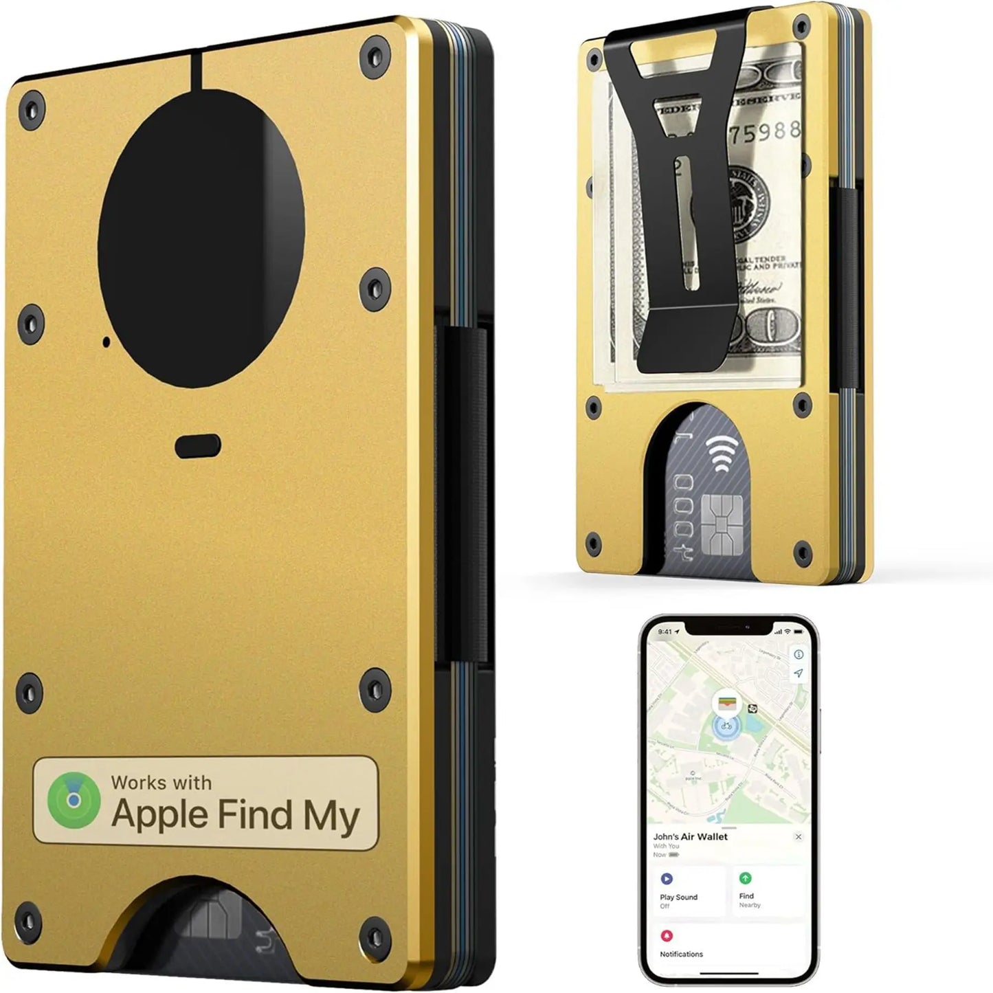 Geldbörse Integriertem Airtag-Chip RFID Blockierendem Kreditkartenfach