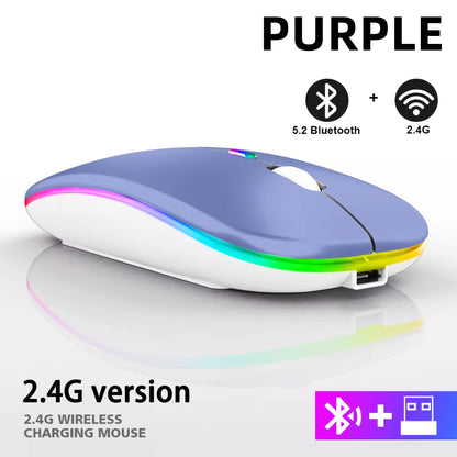 Wiederaufladbare kabellose Bluetooth-Maus mit 2,4-GHz-USB-RGB, 1600-DPI-Maus für Computer, Laptop, Tablet-PC, Macbook, Gaming-Maus, Gamer