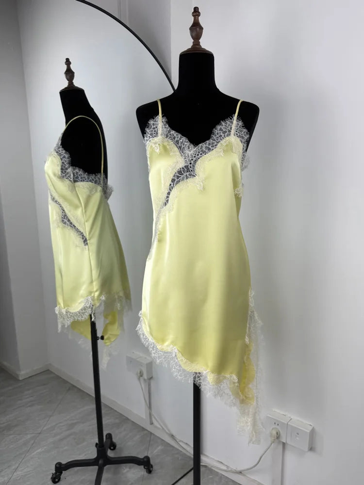 Tossy Sexy Lace Halter Dresses Female Backless Patchwork V-Neck Summer 2025 New Slim Party Dress Women Spaghetti Bodycon Dress