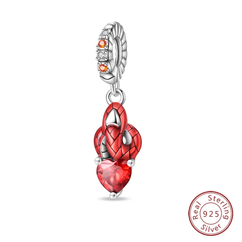 Original 925 Sterling Silber Rote Charm Perlen Rotwein Chili Hantel Anhänger für Frauen Passend für DIY Armband Geburtstag Schmuck Geschenk