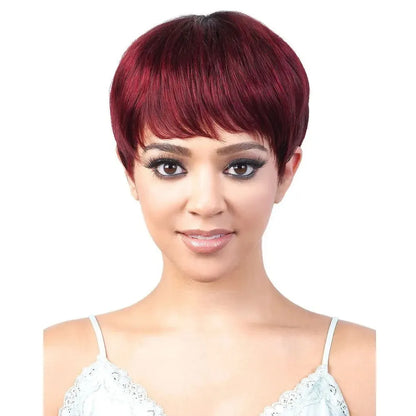 Newmi Pixie Cut Wig Human Hair Wigs Full Machine Wigs Brazilian 100% Human Hair Short Wigs with Bangs for Women Natural Black