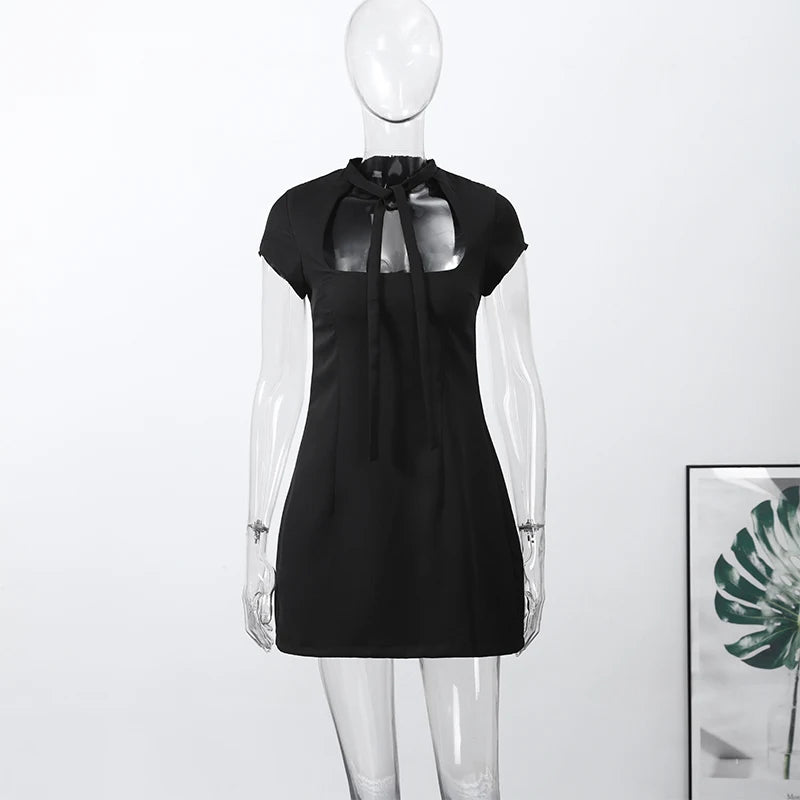 Fashion Summer Hollow Out Women Dress Belt Zipper Hip Package Slimming Polka Dot Skirt Sexy Female Party Dress 2026