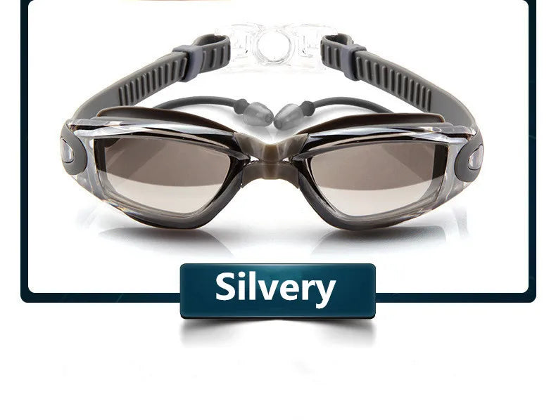 Schwimmbrille Erwachsene Poolbrille Anti-Beschlag Männer Frauen UV-Schutz Optisch Wasserdichte Schwimmbrille mit Ohrstöpseln