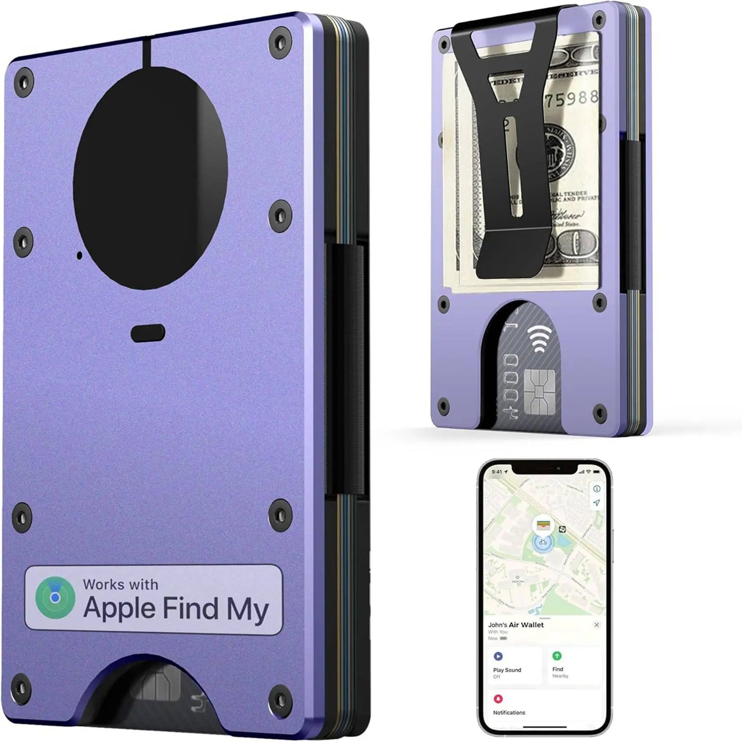 Geldbörse Integriertem Airtag-Chip RFID Blockierendem Kreditkartenfach