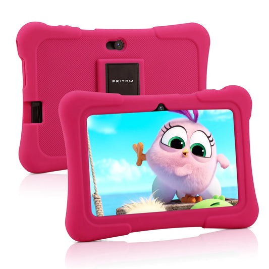 PRITOM 7-Zoll-Kinder-Tablet, Quad-Core-Prozessor, Android 10, 32 GB Speicher, WLAN, Bluetooth, vorinstallierte Lernsoftware