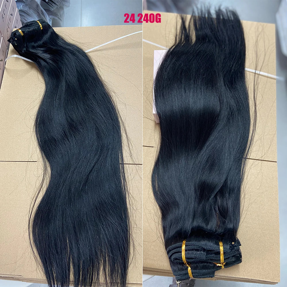 Doreen 160G 200G 240G Volume Series Brazilian Machine Remy Straight Clip In Human Hair Extensions  Full Head 10Pcs 14 to 24 Inch