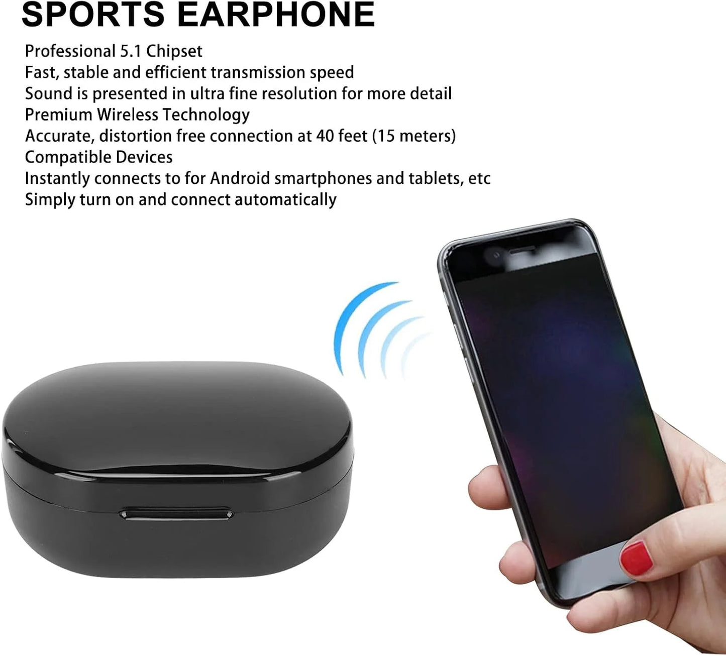 A6S Kabellose Bluetooth-Ohrhörer - Sport-Touch-Control-Headset mit LED-Anzeige Stereo-Sound für Xiaomi Huawei