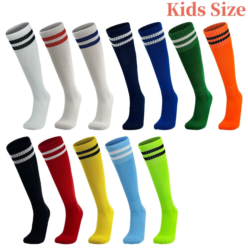 Kinder Fußballsocken Sport Rutschfeste Lange Schlauch Fußballstrümpfe Basketball Atmungsaktive Kniestrümpfe Gestreifte Jungen Mädchen Socken